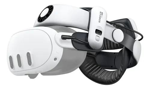 Suporte de cabeça branco BOBOVR S3 Pro B100 com bateria para Meta Quest 3 e Quest 3S.