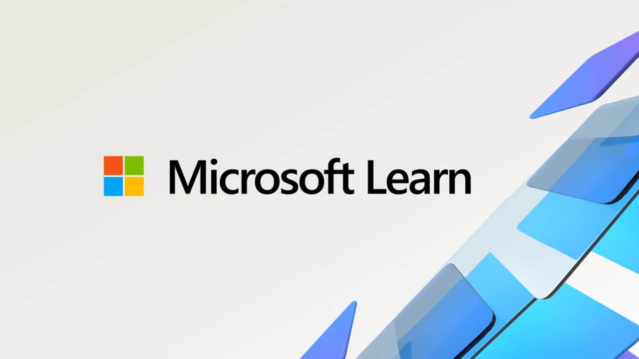 Microsoft Learn: cursos gratuitos para começar e certificações para avançar na tecnologia Identidade visual do Microsoft Learn com o logotipo da Microsoft e formas geométricas azuis.